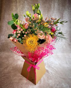 Medium sized hand tie pink and orange