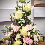 Symmetrical arrangement Pink and cream