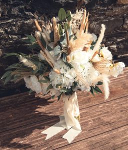 Artificial brides bouquet at venue