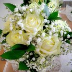 Bridesmaid bouquet cream rose and gyp