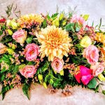 Coffin spray pink and orange. Funeral Flowers in Sunderland