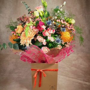 Large hand tie pink and orange in a box. Sunderland