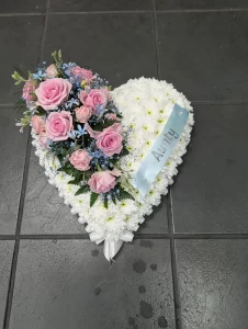 Pink heart funeral tribute shapes